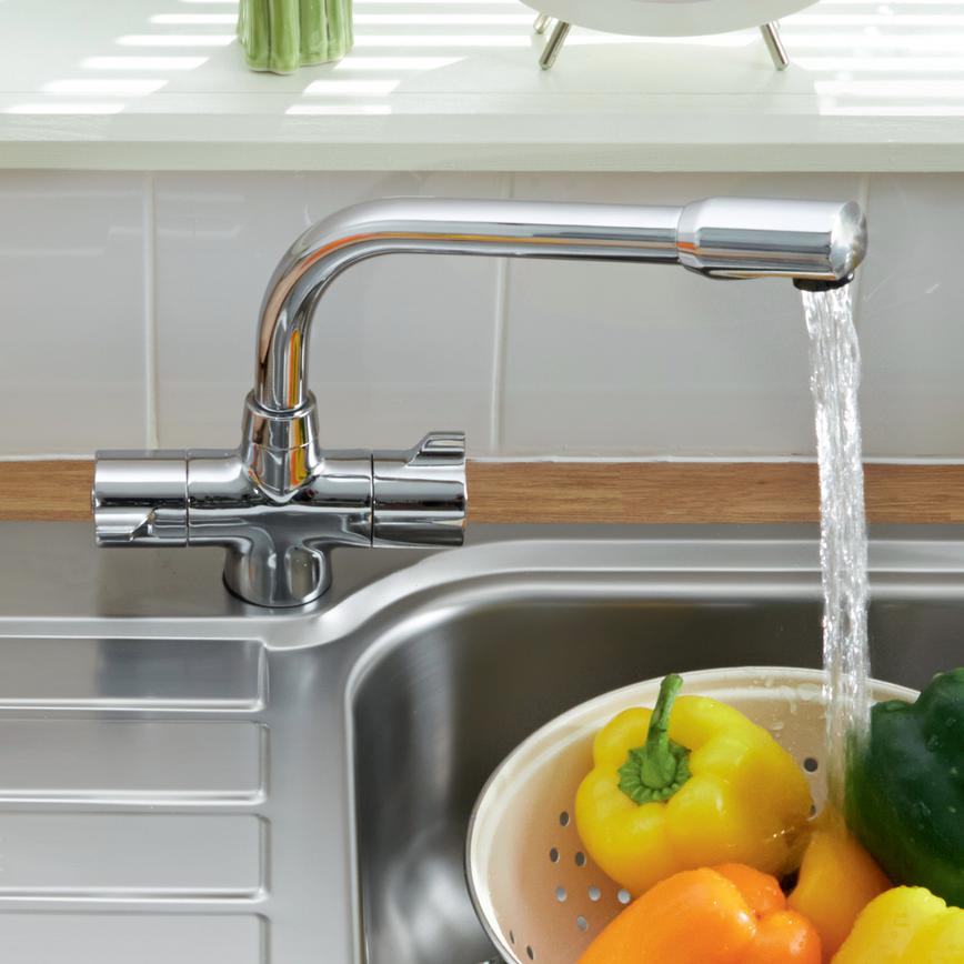 Hi-Tech Polished Chrome Long Arm Mixer Kitchen Tap