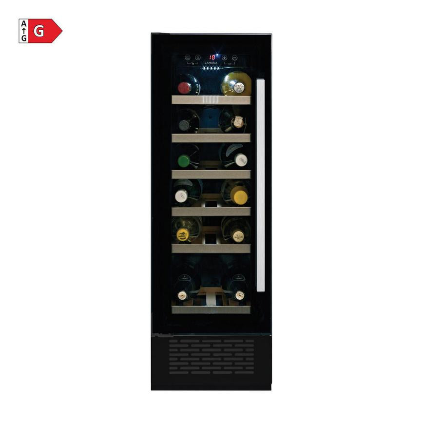 Lamona Slimline Integrated Under-Counter Black 19 Bottle Wine Cooler