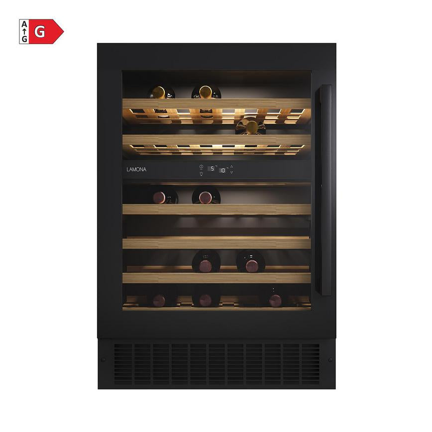 Lamona Integrated Under-Counter Black 46 Bottle Dual Zone Wine Cooler