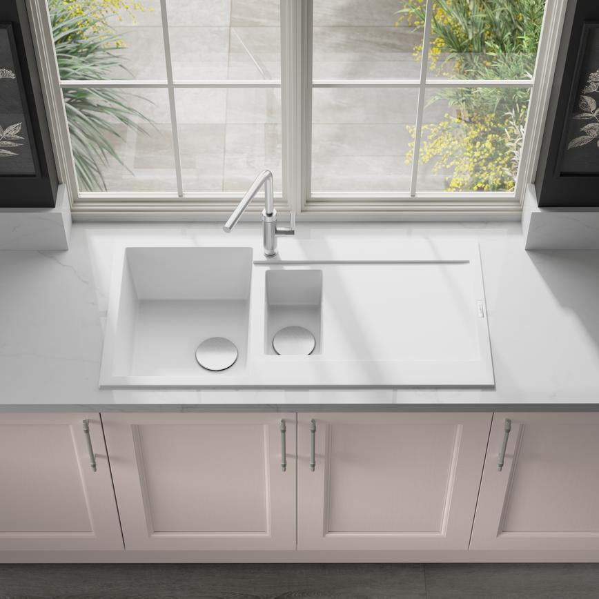 Chasewater 1.5 Bowl Reversible Inset Granite Composite White Kitchen Sink