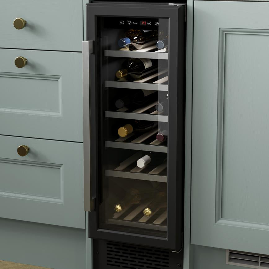 Lamona Slimline Integrated Under-Counter Black 19 Bottle Wine Cooler