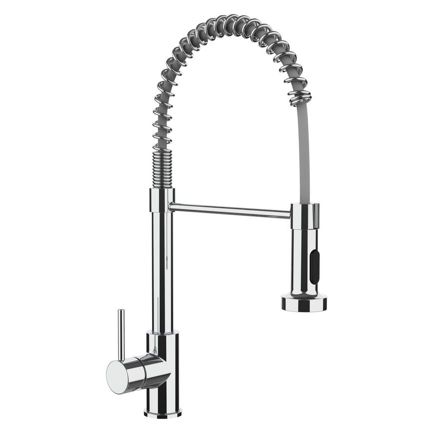Alvo Professional Polished Chrome Swan Neck Pull Out Kitchen Tap